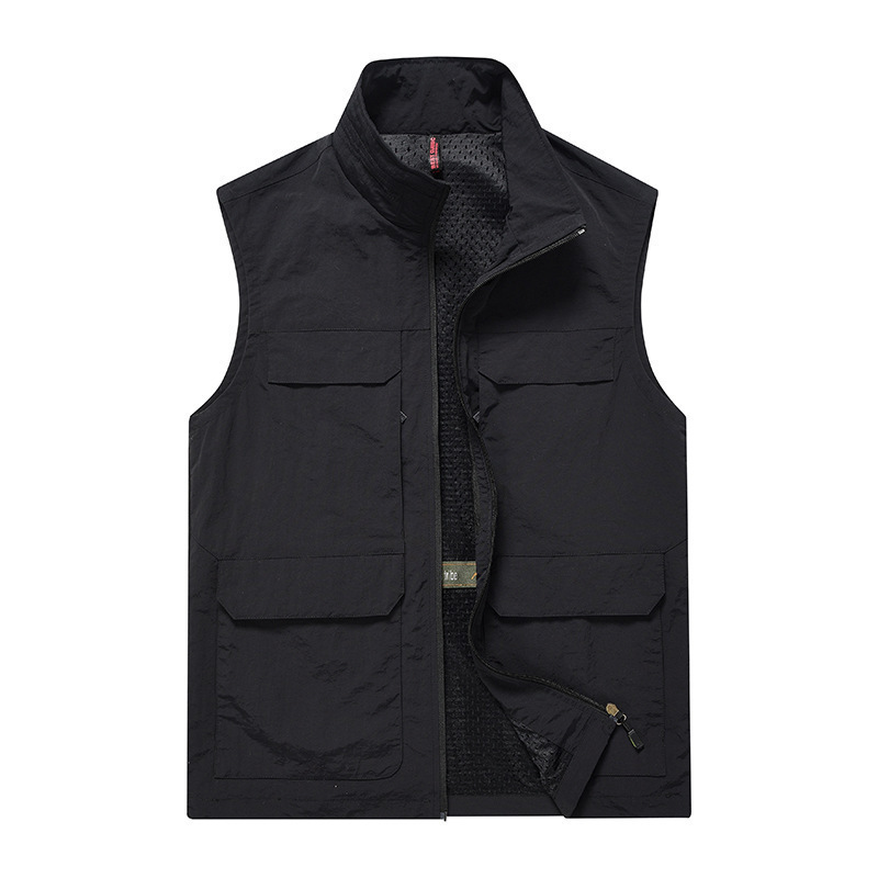 High Quality Multi-Functional New Waistcoat Men Stand Collar Multi-Pocket Vest Quick Drying Large Size Coat Men's Vest