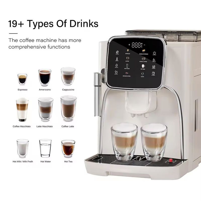 Home Best Espresso Maker Smart LED Panel Electric Bean To Cup Cappuccino Latte Espresso Filter Coffee Machine with Grinder