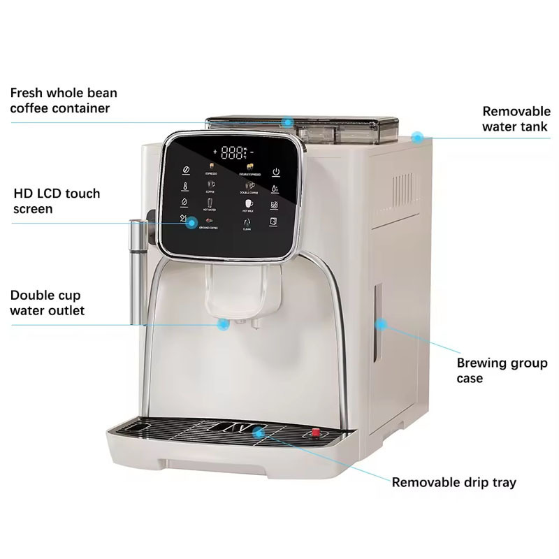 Home Best Espresso Maker Smart LED Panel Electric Bean To Cup Cappuccino Latte Espresso Filter Coffee Machine with Grinder