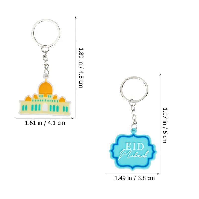 Eid Ramadan Keychains Backpack Purse Muslim Keychain Quran Book Pendant Women Couple Chains LED Flashlight Ring Eid