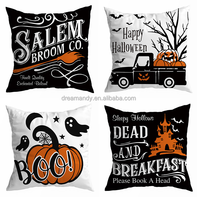 Halloween Decoration For Home Cartoon Pumpkin Bat Ghost Pillowcase Horror Halloween Party Supplies Accessories Ornament