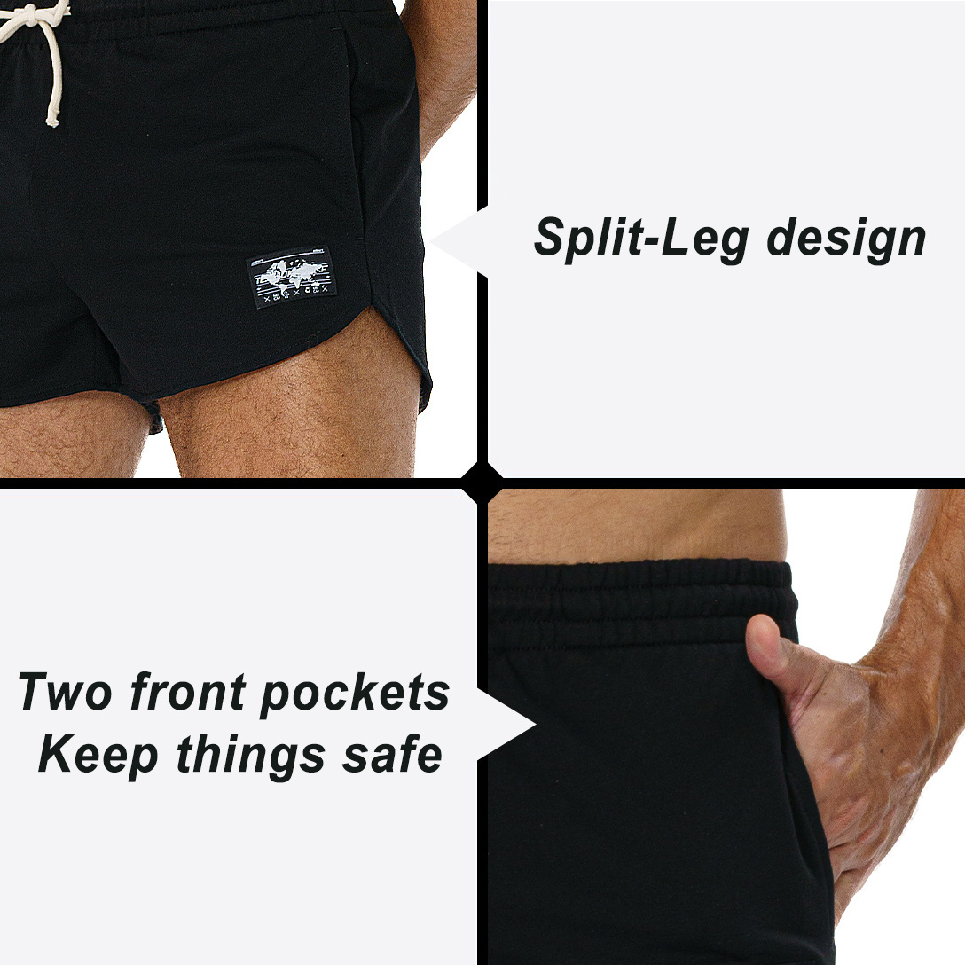 Private Label Casual Running Jogger Split Shorts Classic Comfortable Unisex Gym French Terry Custom Logo Mens Sweat Shorts