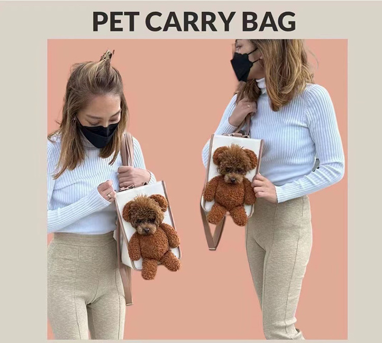 Sewing bear cute pet puppy cat shoulder tote carrier bag dog carrying travel bag pet carrier