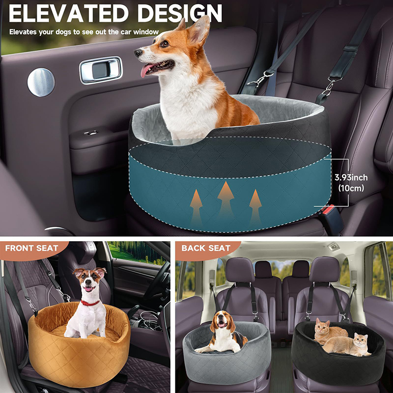 Car dog kennel small dog kennel portable car pet kennel can remove and wash pet safety seats pet bed for car