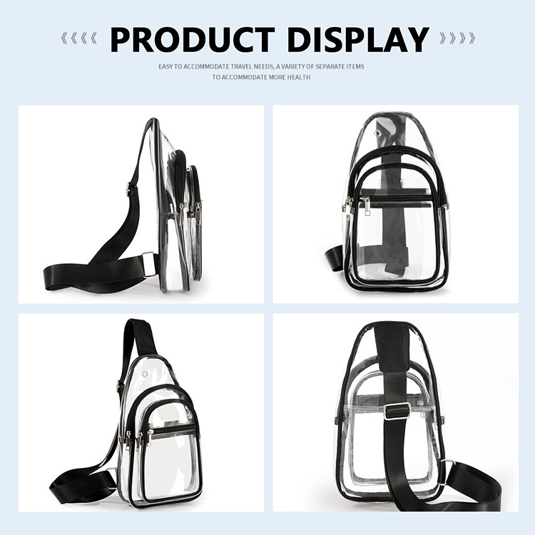 Custom travel waterproof transparent sling waist storage pvc crossbody bag mens clear crossbody man chest bag for women men