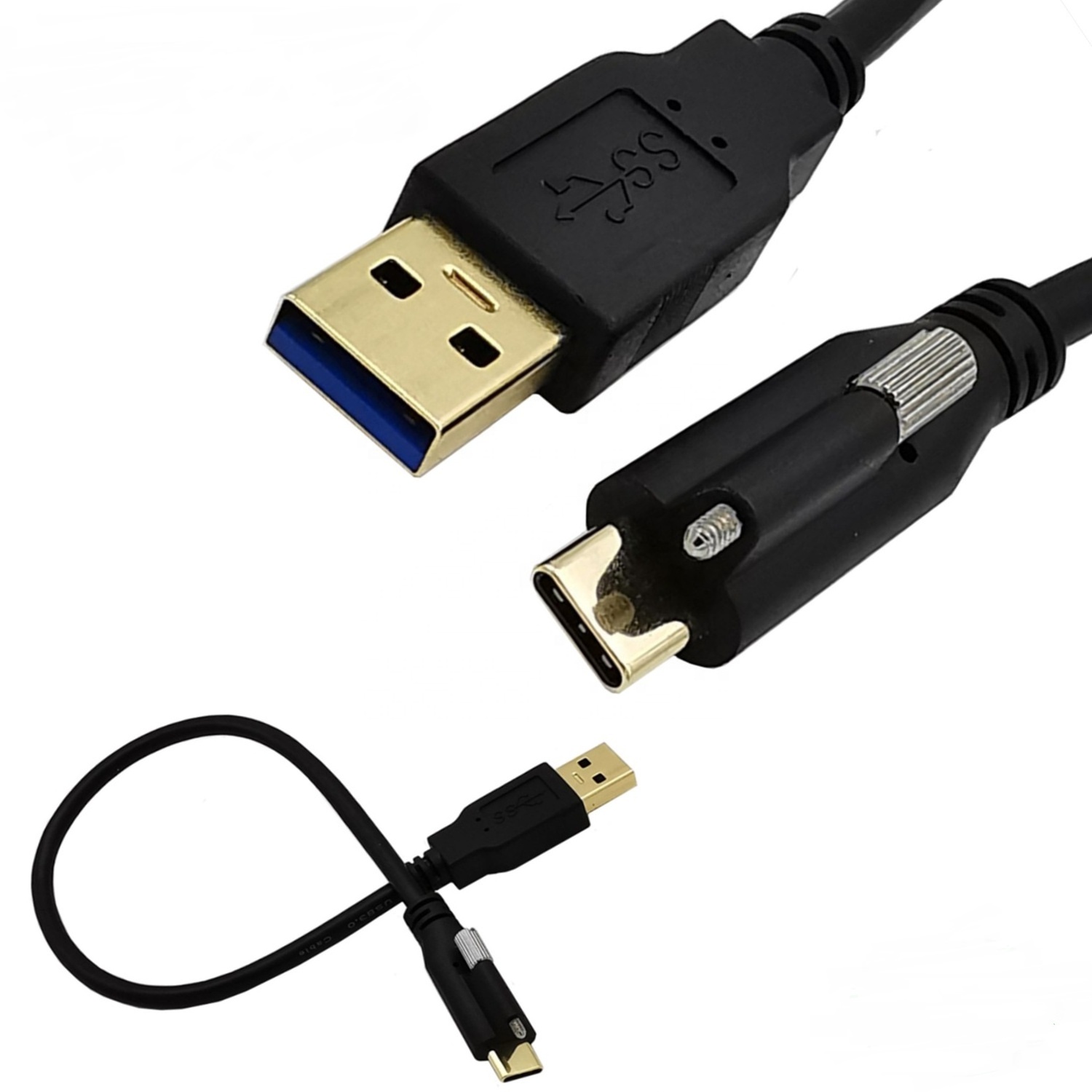 0.3m Type C to USB 3.0 A Screw Locking Cable USB-C Male to USB A Male cable for Industry Camera