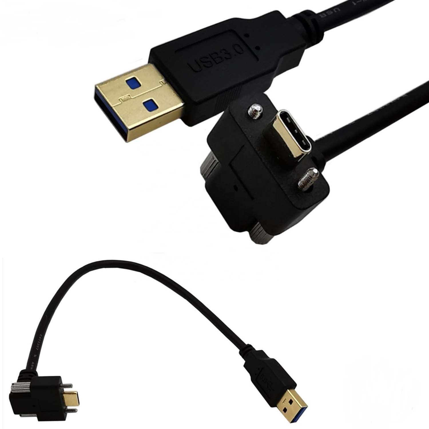 0.3m Type C to USB 3.0 A Screw Locking Cable USB-C Male to USB A Male cable for Industry Camera