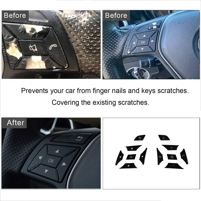 Steering Wheel Button Switch Trim Cover Sticker For Mercedes Benz A B C E Ml Gl Cla Gla Glk Sl Slk Class W176 W246 W212 W204