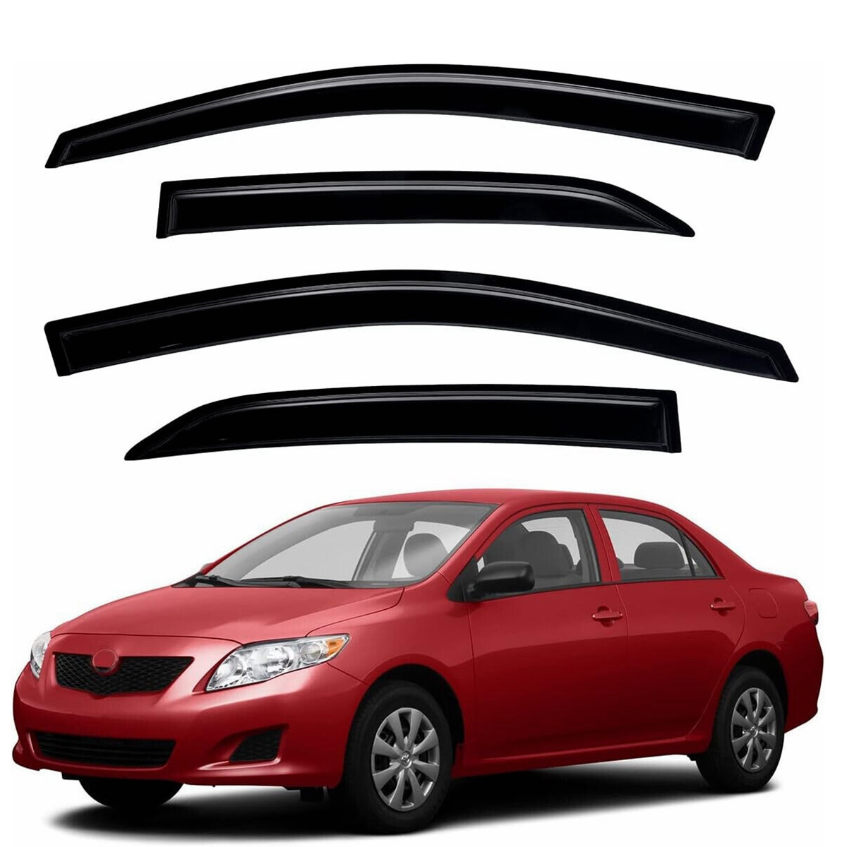 Fits for Toyota corolla 2009 2010 2011 2012 2013 Side Window Visor Vent Trim Sunshade Rain Wind Deflector Guard smoke tinted