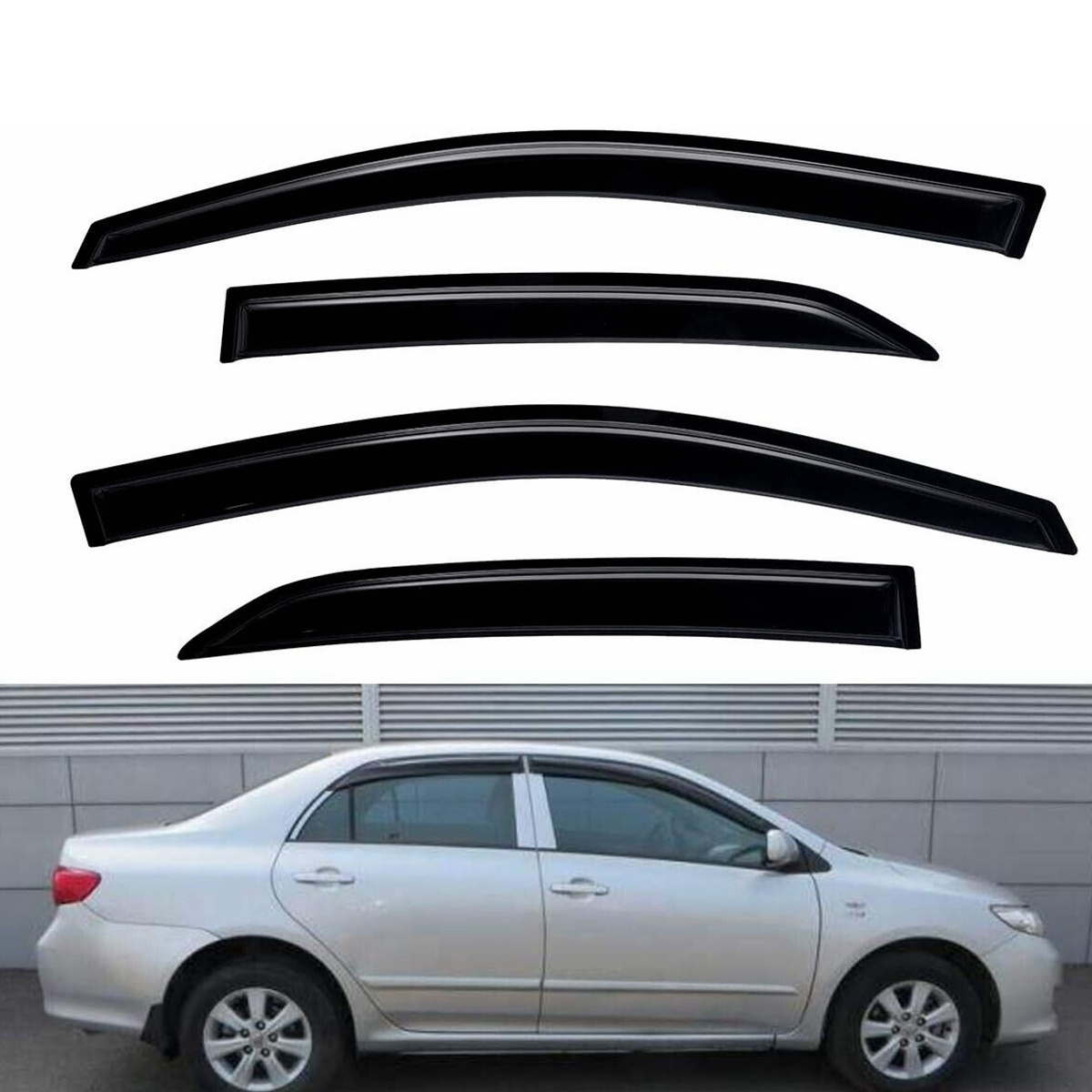 Fits for Toyota corolla 2009 2010 2011 2012 2013 Side Window Visor Vent Trim Sunshade Rain Wind Deflector Guard smoke tinted