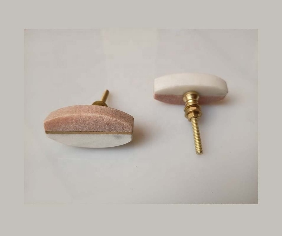 Modern Furniture Handle Accessories Drawer Knob White and Pink Marble Brass Knobs Durable for Bathroom Kitchen Wardrobes Pulls