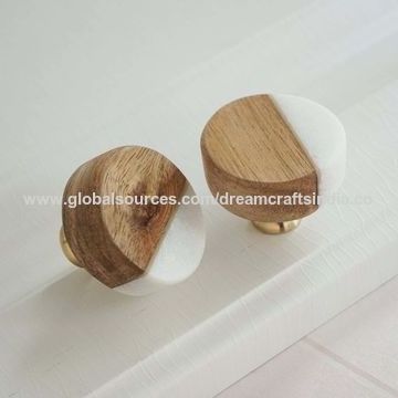 Unique Design Cabinet Knob White Resin and Wood Round Drawer Pull in Circular / Oval/Square/ Rectangle shape  Furniture Handle