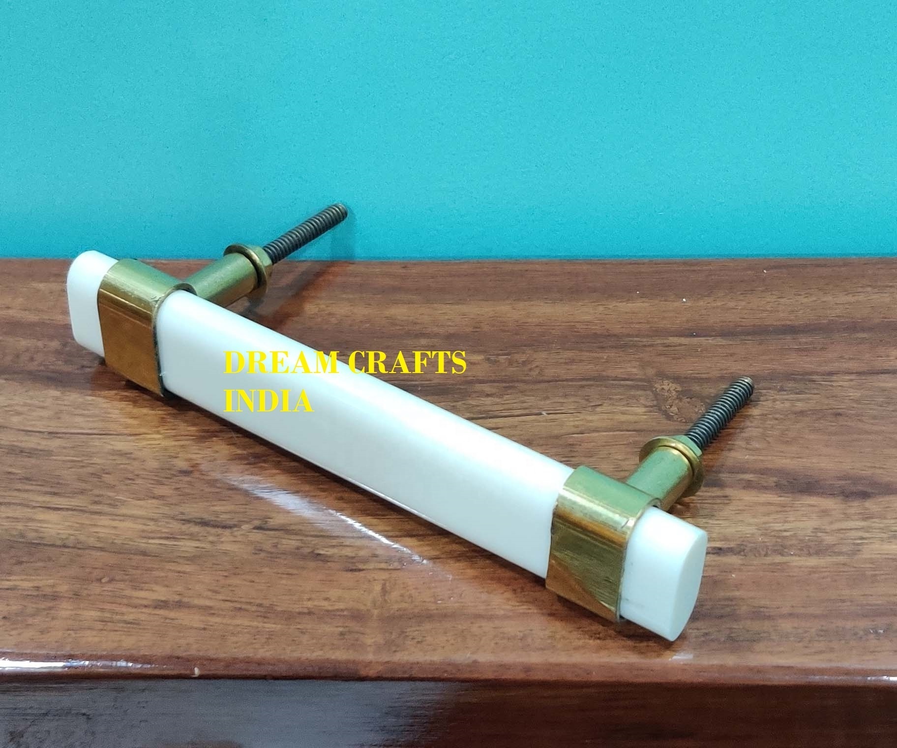 Door Handle Any size White Resin Brushed Brass Cupboard Dresser Handles Catlog India Handicrafts Knobs Pull on Wholesale