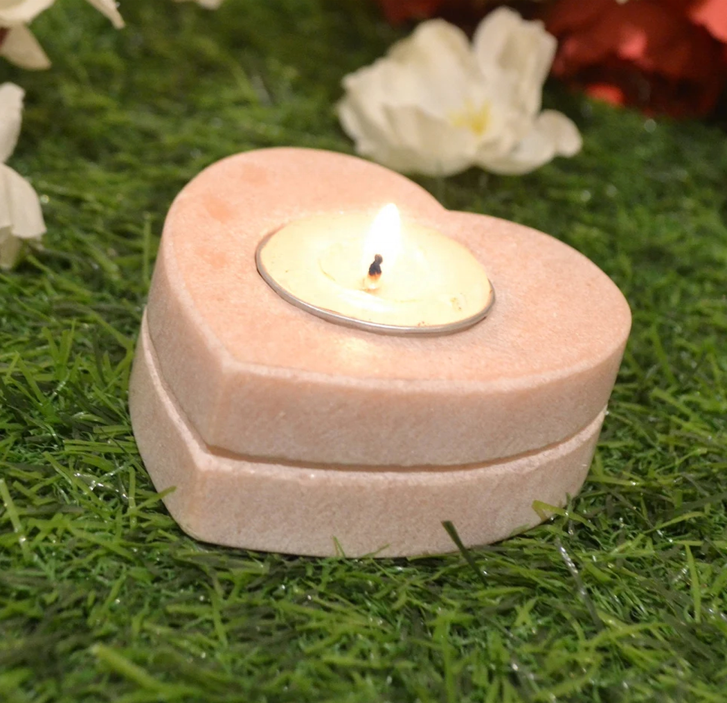 Pink Natural Stone Candle Holder Marble Tea Light Heart Round Aromatherapy Hight Quality Candles Accessories   for Dinning Home