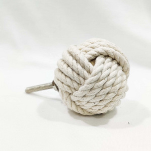 Knot Door Knob for Cabinet 100% Handmade  White Jute Rope Weaved Dresser Handles Pull Vintage Luxury Hardware Accessories