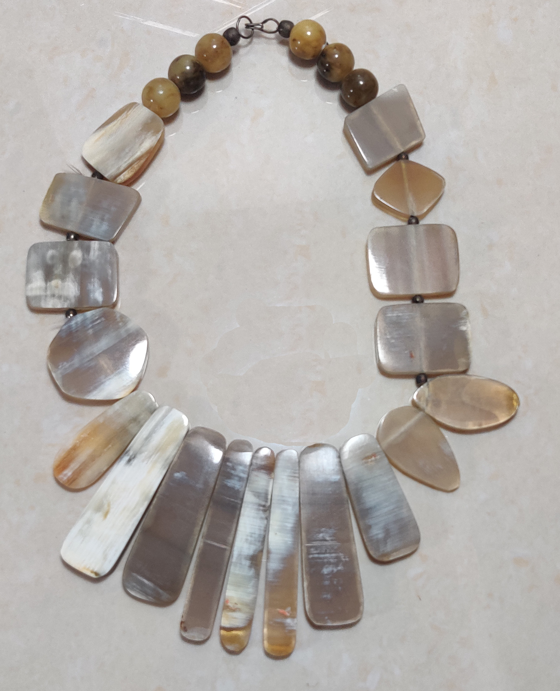 Buy Buffalo Horn Chunky Necklace Natural Shades Handmade Fashion Choker for Women High Quality Vietnam Fashion Jewelry