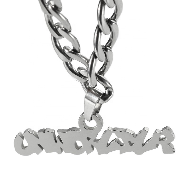 jewelry necklace Stainless steel cuban chain necklace custom name logo necklace for men