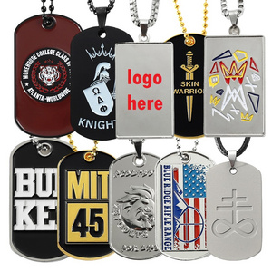 Custom enamel embossed Dog Tags stainless steel Mens Necklace qr code Dog Tag for engraving