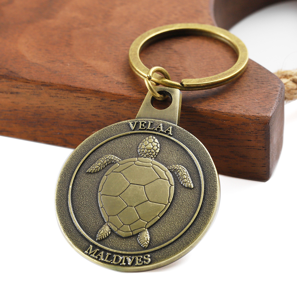 Manufacturer Made Craft Tourist Souvenir Gift Keychain Custom 3d Sea Turtle Antique Brass Metal Zinc Alloy Keychain Key Chains