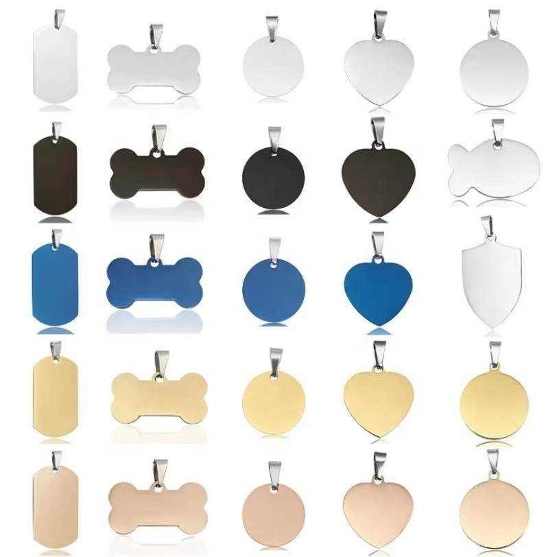 RTS Metal stainless steel gold silver black custom blank dog tag/mirror brushed dogtag engraved