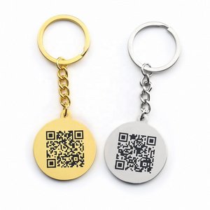 custom metal qr code keychain gold silver metal logo keychain