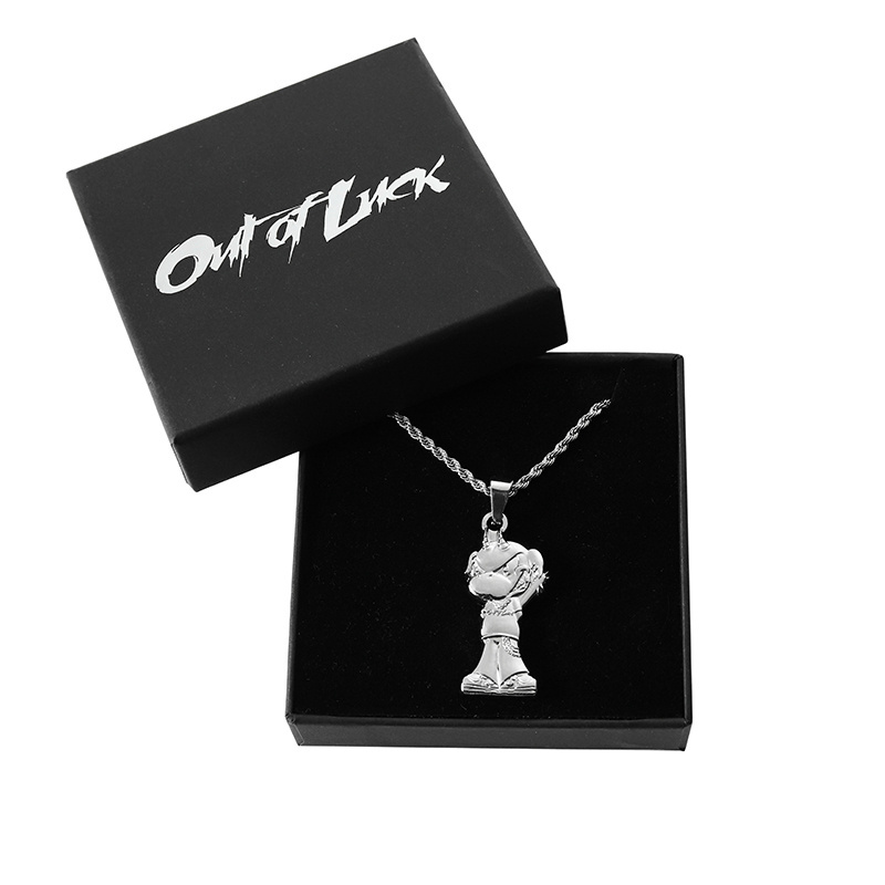 custom silver raised embossed logo charm 3d animal necklace with box