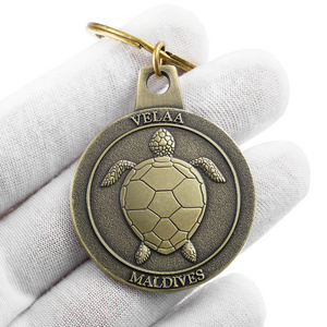 Manufacturer Made Craft Tourist Souvenir Gift Keychain Custom 3d Sea Turtle Antique Brass Metal Zinc Alloy Keychain Key Chains