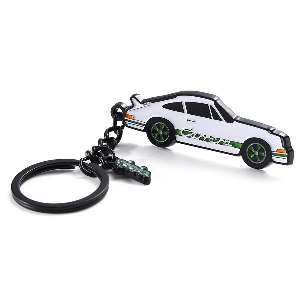 Custom Metallic Car Shape Keychain 3cm Ring Enamel Car Logo Keychain With Backing Card