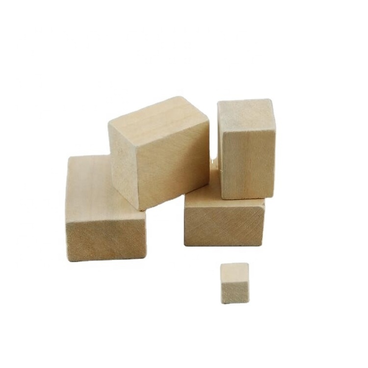 Custom Cheap Wooden cube Blocks Toy Square Cubes Unfinished Wood Blocks For Kids