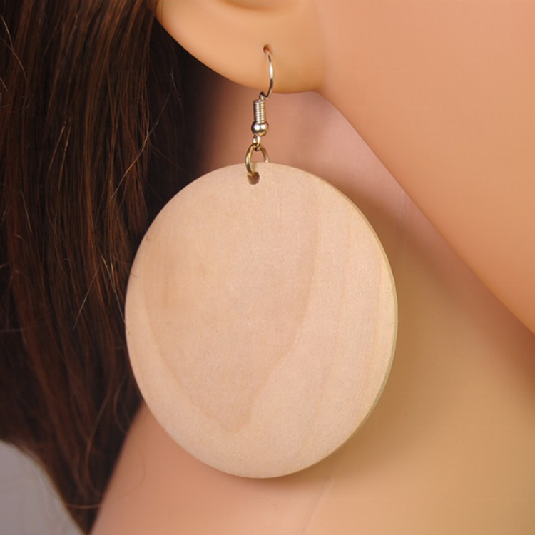 High Quality Wooden Earrings Unfinished Diy Wood Earrings Handmade Round Wooden Earrings Women