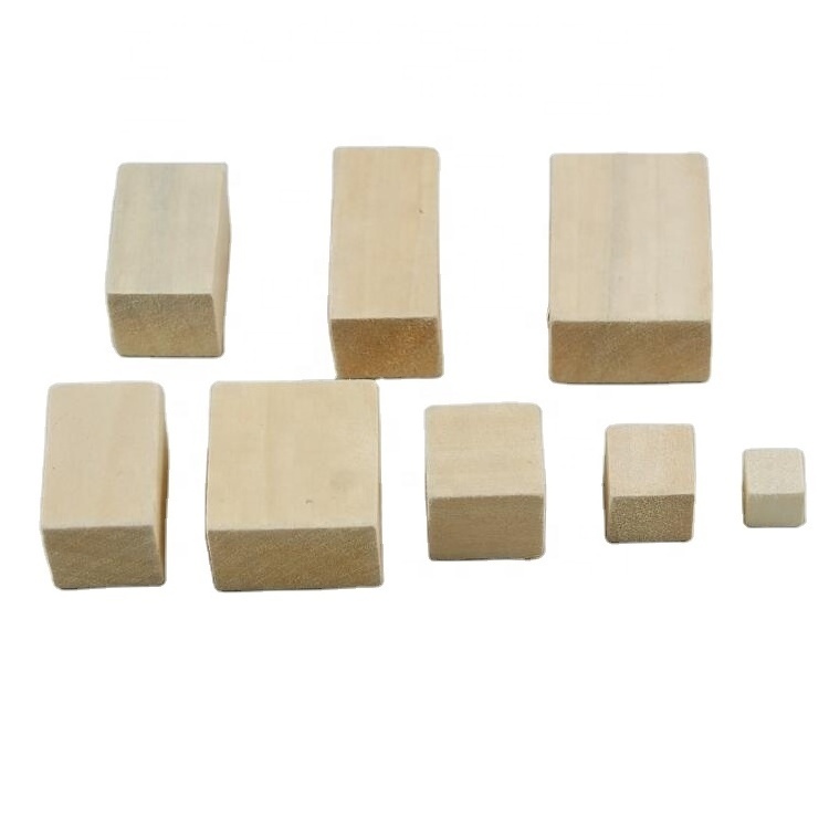 Custom Cheap Wooden cube Blocks Toy Square Cubes Unfinished Wood Blocks For Kids