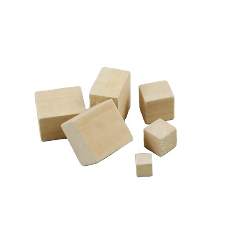 Custom Cheap Wooden cube Blocks Toy Square Cubes Unfinished Wood Blocks For Kids