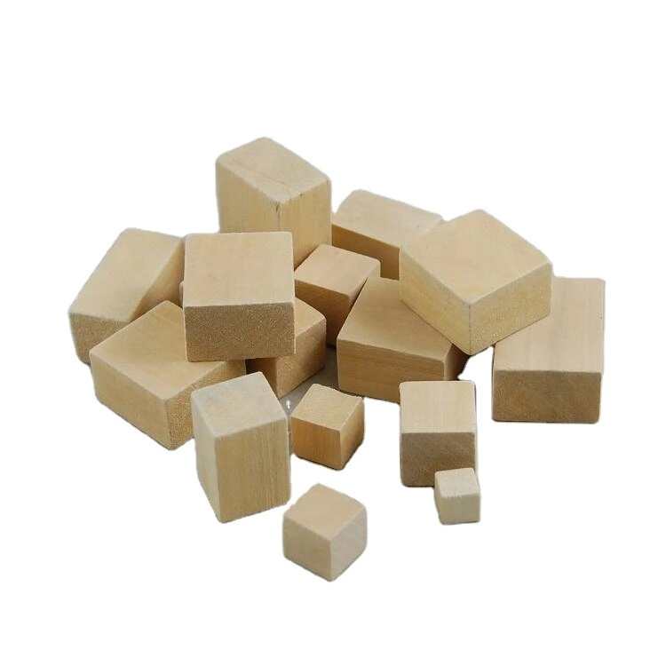 Custom Cheap Wooden cube Blocks Toy Square Cubes Unfinished Wood Blocks ...