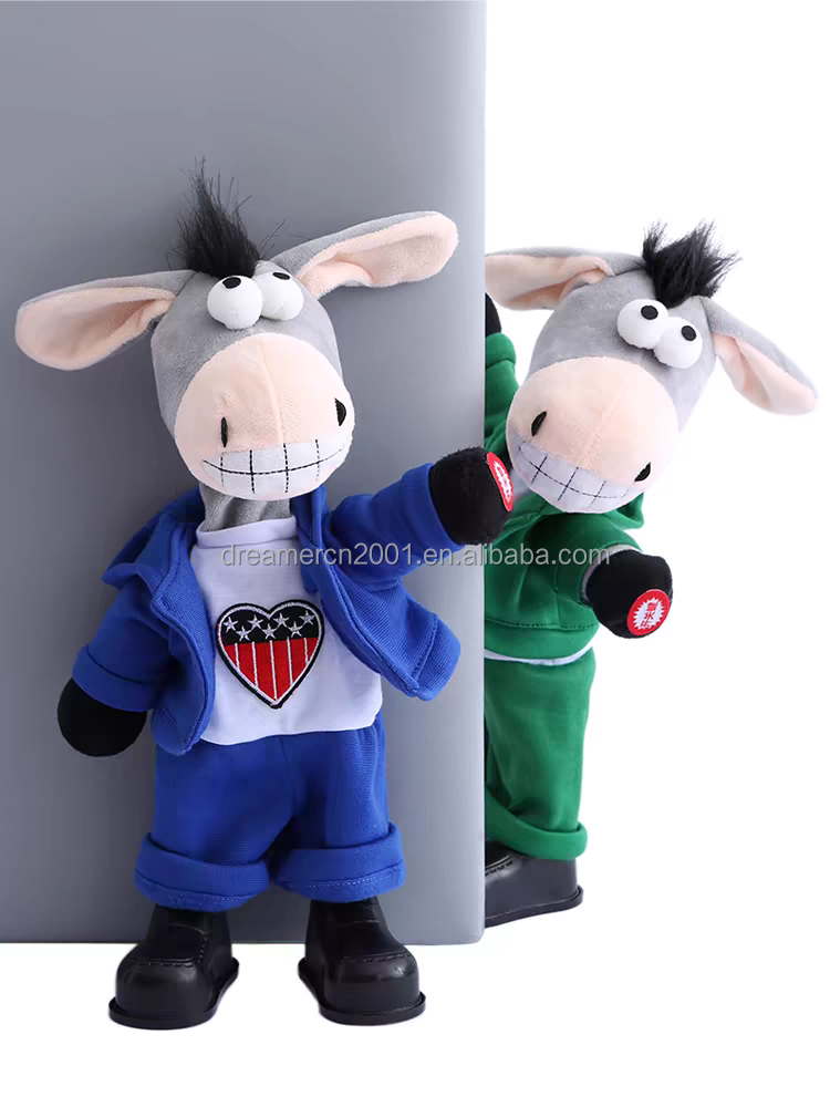 Wholesale children's electric shaking donkey can learn to talk plush toy donkey can sing and dance swing little donkey