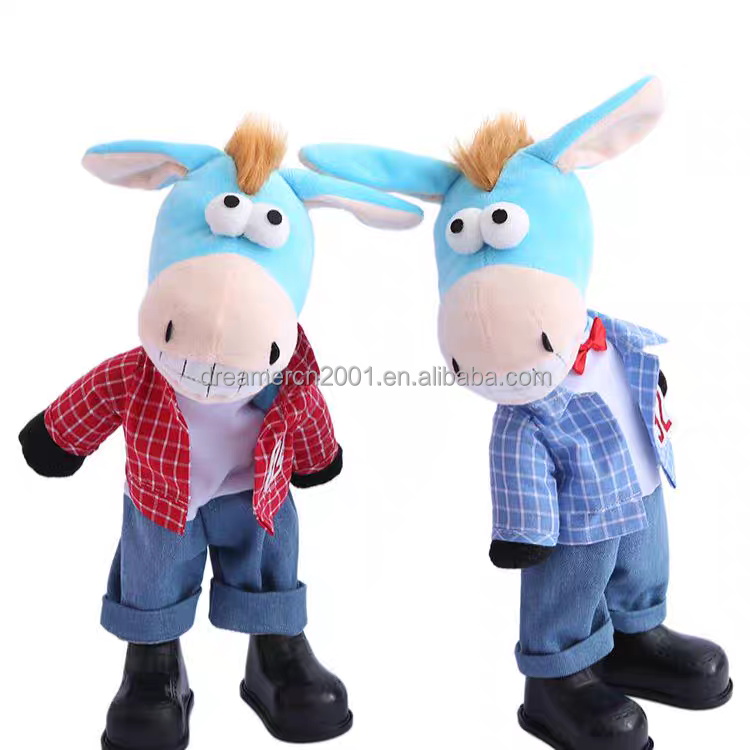 Wholesale children's electric shaking donkey can learn to talk plush toy donkey can sing and dance swing little donkey