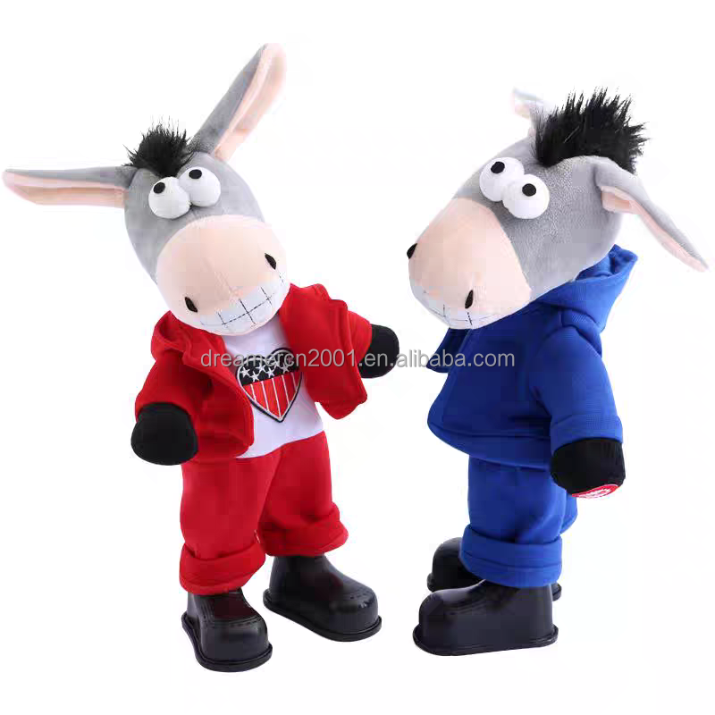 Wholesale children's electric shaking donkey can learn to talk plush toy donkey can sing and dance swing little donkey