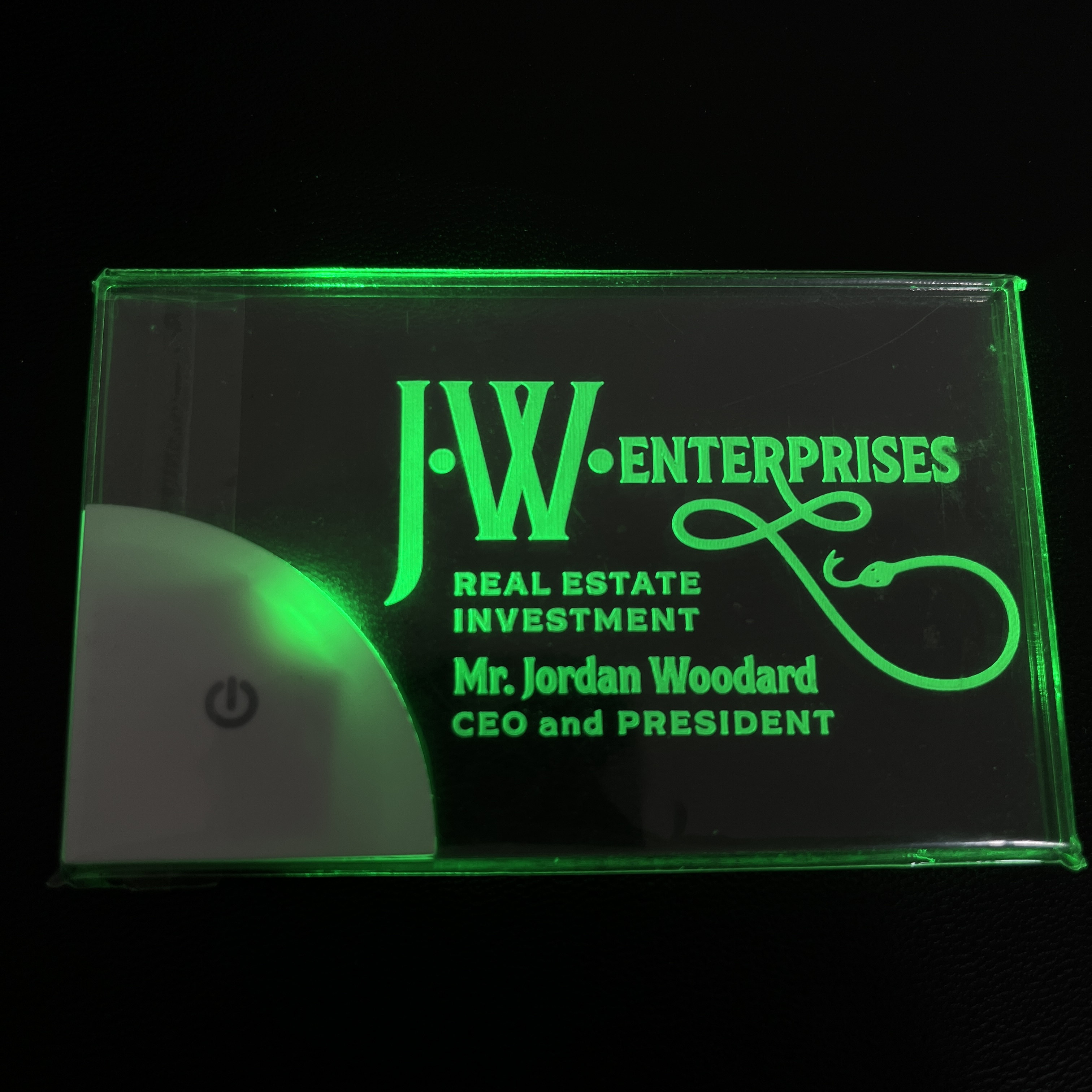 Popular Design Printing Laser Engrave LED Acrylic Business Card Custom Business Cards Unique Light up Business Card