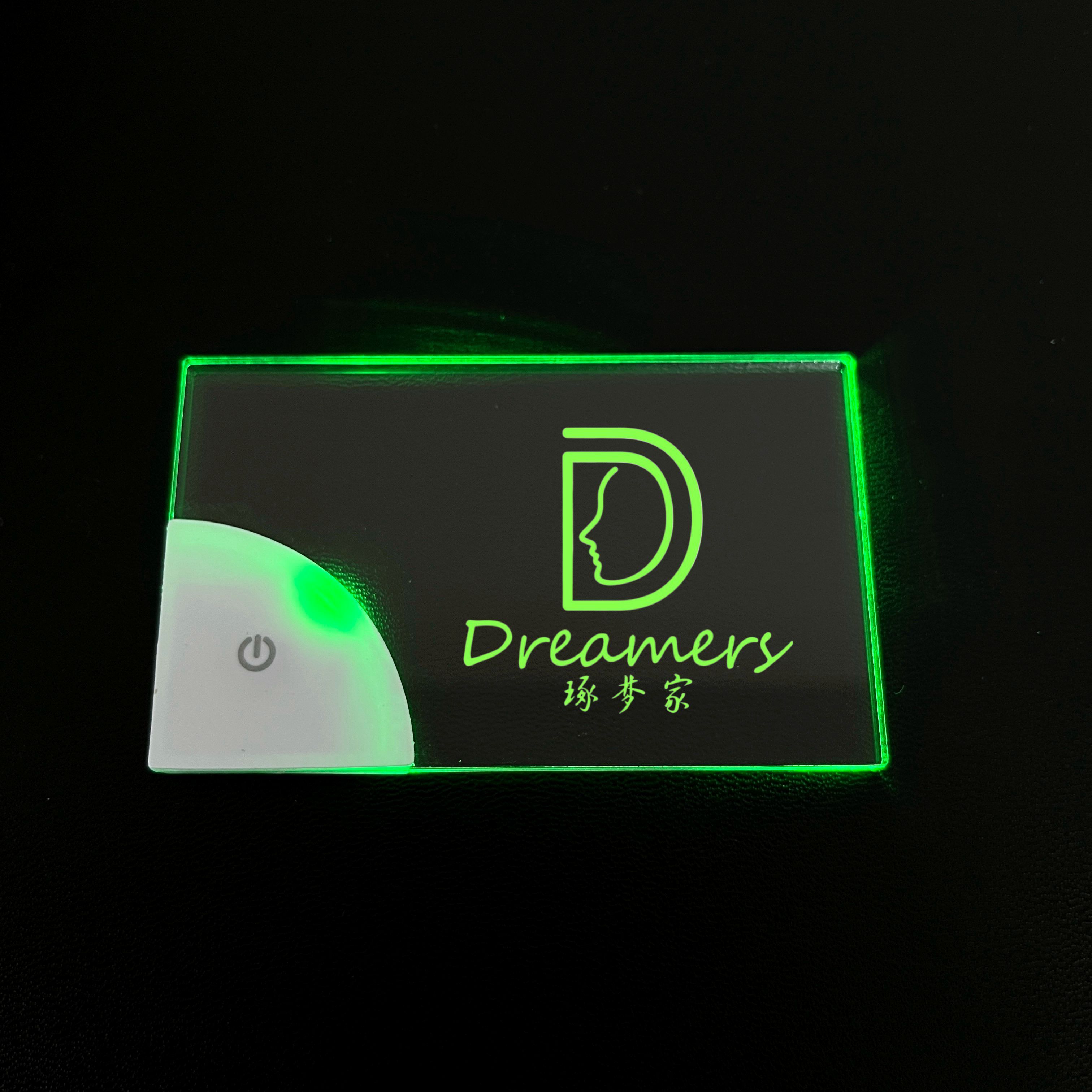 Popular Design Printing Laser Engrave LED Acrylic Business Card Custom Business Cards Unique Light up Business Card