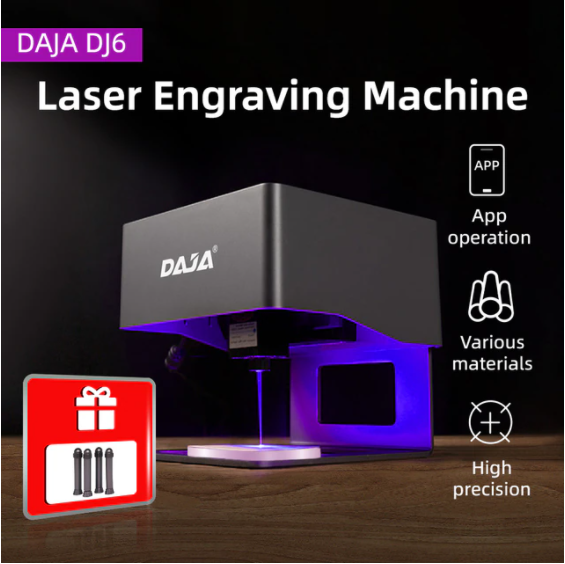 DJ6 Small metal laser marking engraver and cutter laser machine with 3W laser power and Higher Columns accessory