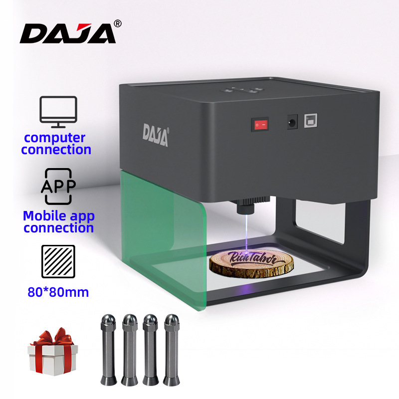 DJ6 Small metal laser marking engraver and cutter laser machine with 3W laser power and Higher Columns accessory