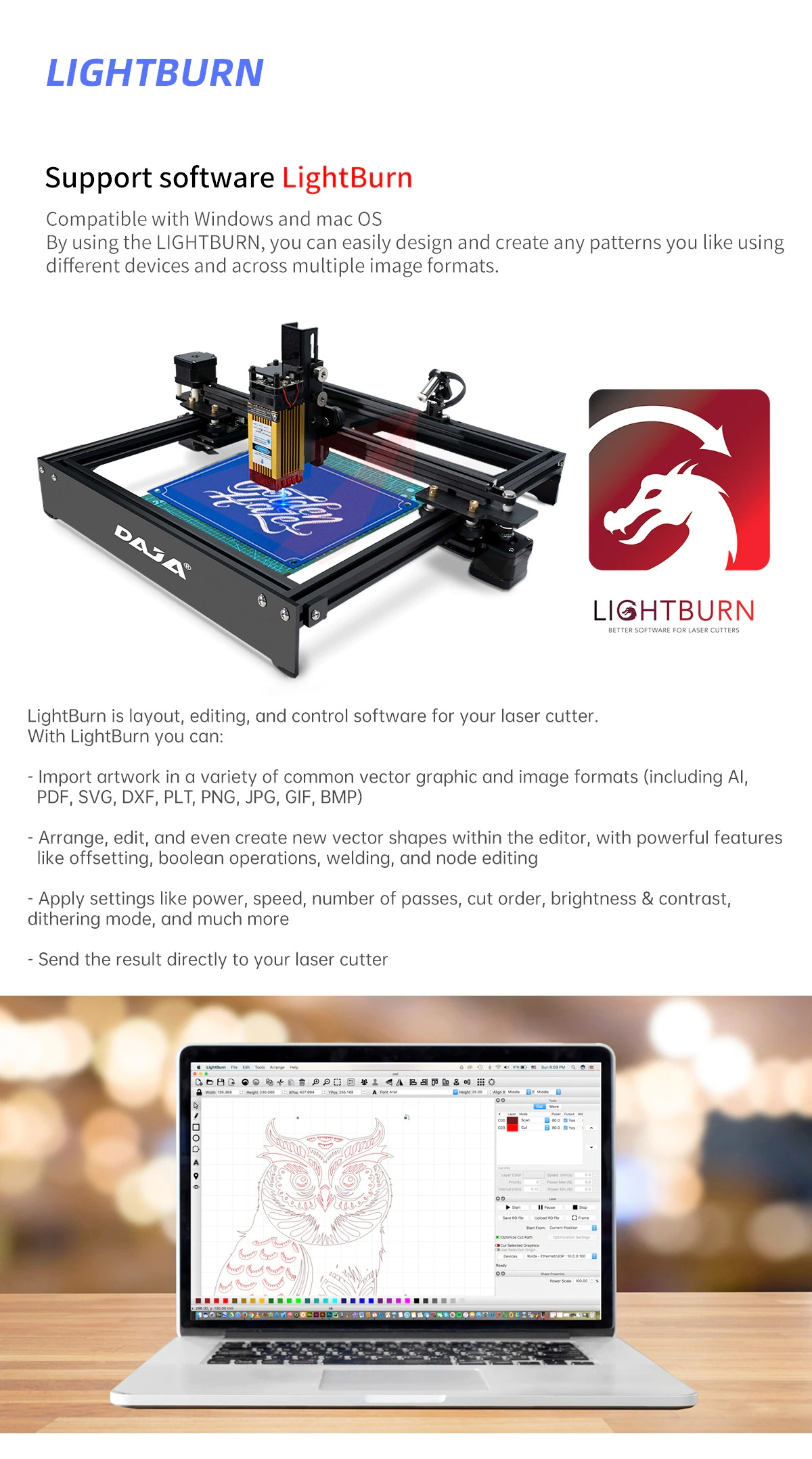 DAJA  D3 Laser Engraving 5/7/15/20 Watt Large Working area  For Different Material Mr.carve Laser Engraver Marking Machine