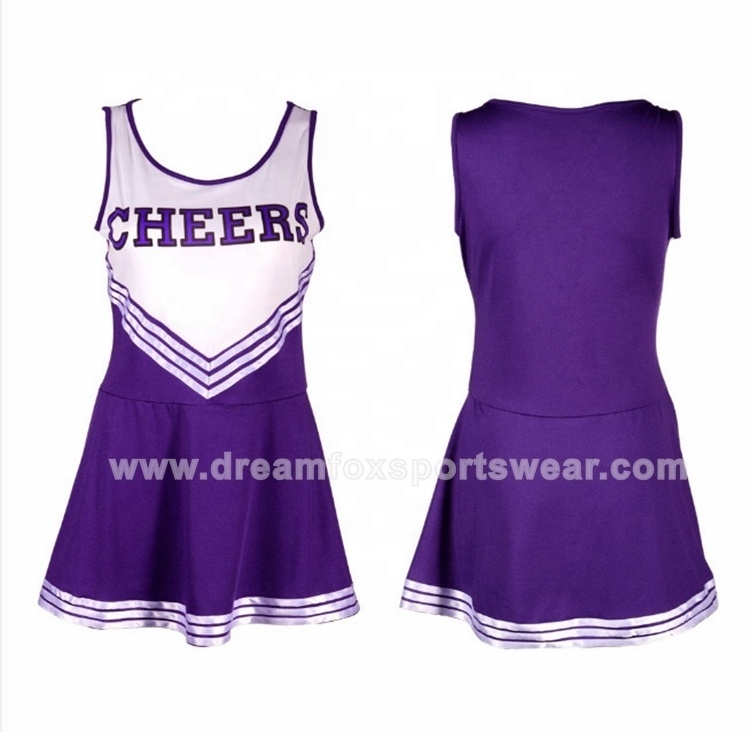 costume design polyester spandex custom cheerleading uniforms purple adult uniformes cheerleading personalizados