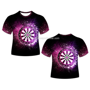 design your own logo magnetic dart shirt with pocket custom made polyester short sleeve men dart shirt jersey full sublimation