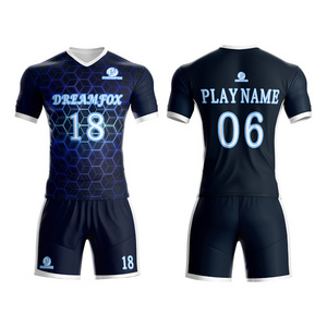 2023 Adult And Youth Soccer Uniform Suppliers Sublimation Dark Blue Soccer Wear For Men's Practice Club America Soccer Jersey