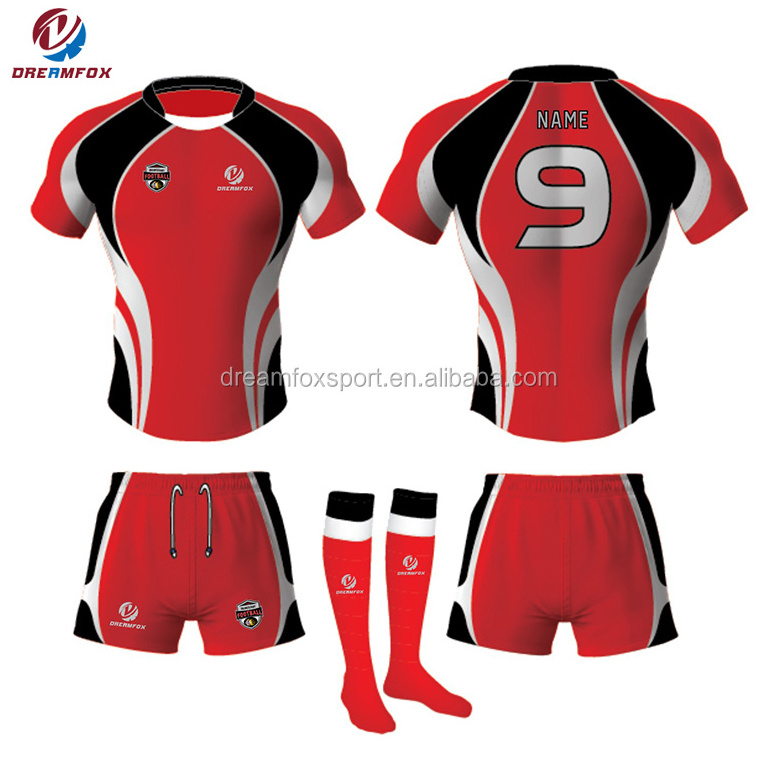 low MOQ sublimation adult kids rugby shirt blue red rugby jersey set springbok rugby jersey