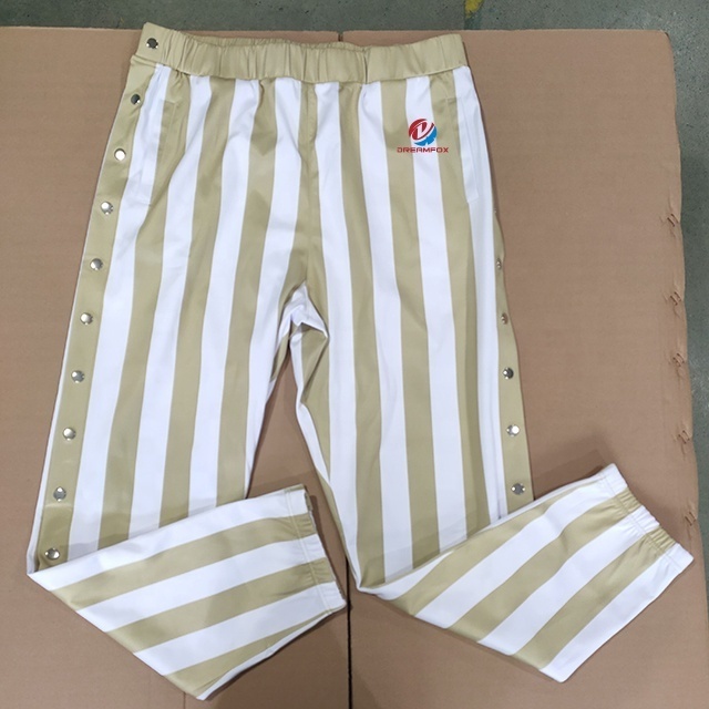 custom 100% polyester sublimation Side open button hip hop basketball pant training long trousers for men