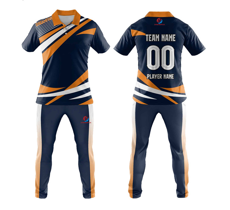 Custom sublimated indian cricket jersey team Jersey black trousers cricket jersey design