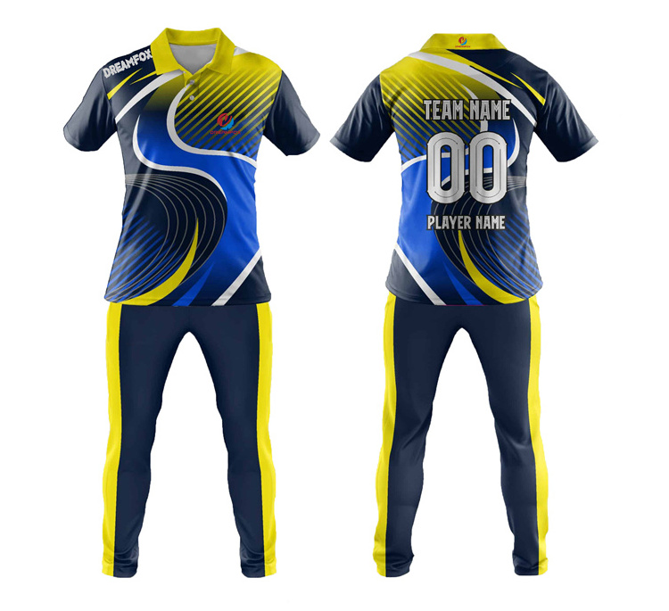 Custom sublimated indian cricket jersey team Jersey black trousers cricket jersey design