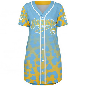 Custom Letter Print Sport Baseball Dress Short Sleeve Casual Jersey Dress loose short sleeve customize softball jersey