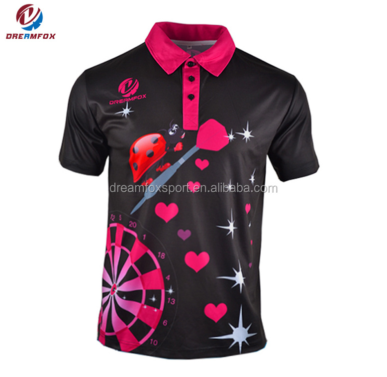 sublimated custom dart t shirt Design your own dart shirts jersey polo with pockets for team